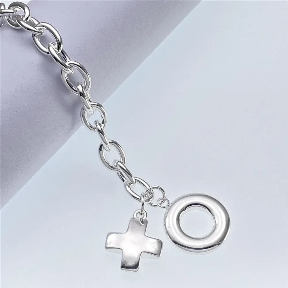 New arrive 925 sterling Silver Beautiful Cross Bracelets for Women men fashion Jewelry Wedding Engagement party Birthday gifts