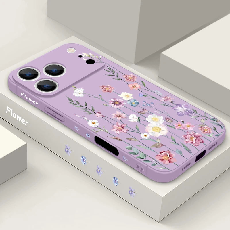 Coque Silicone Fleurs pour iPhone 17e 16e 17 16 15 Pro Max 14 13 12 Pro Max 11 – Protection Antichoc TPU Souple