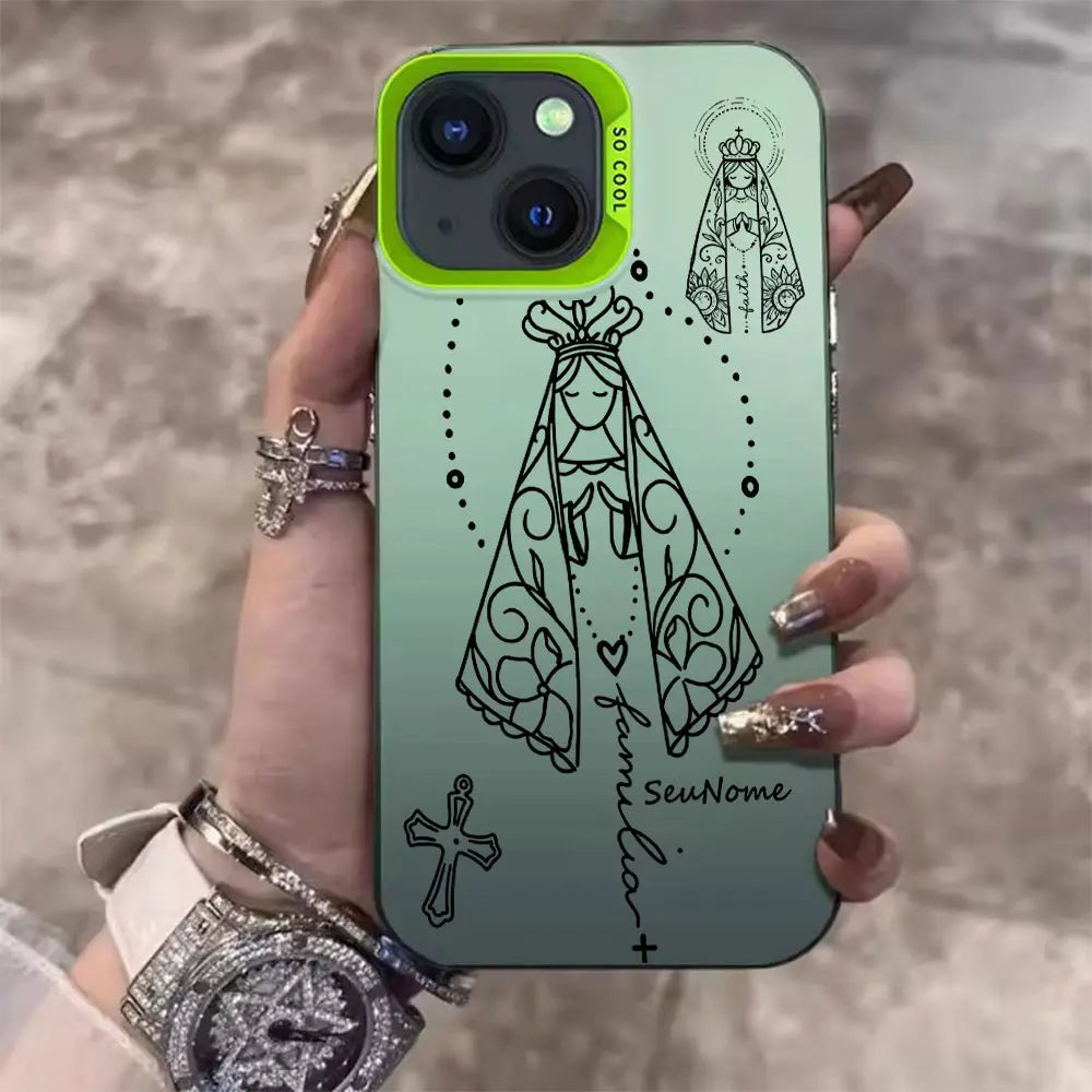 Minimalist Lines Catholic Phone Case For iPhone 17 16 15 14 13 12 11 Pro Xs Max Mini 8 7 Plus XR Air 17e 16e X Acrylic Cover