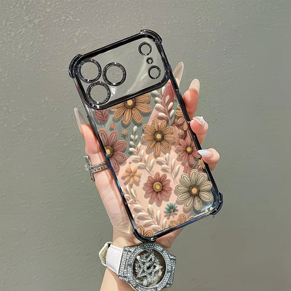 Beautiful floral pattern Anti-Slip Phone Case For iPhone 17 16 15 14 13 12 11 Pro Max Plus Air 17e 16e Reinforced Corners Cover