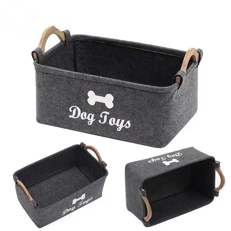 Panier à jouets pour chien PET ARTIST marron (1 pièce), boîte de rangement pliable avec poignées confortables, grand format.