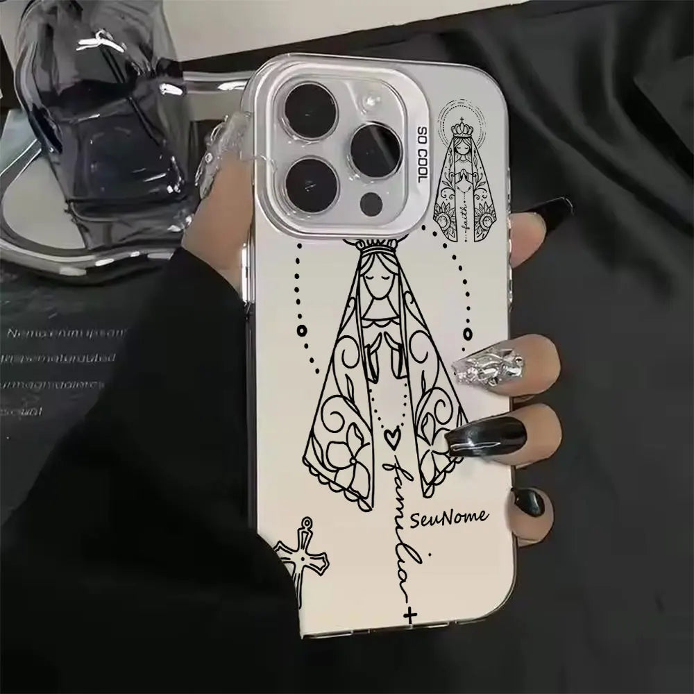 Minimalist Lines Catholic Phone Case For iPhone 17 16 15 14 13 12 11 Pro Xs Max Mini 8 7 Plus XR Air 17e 16e X Acrylic Cover