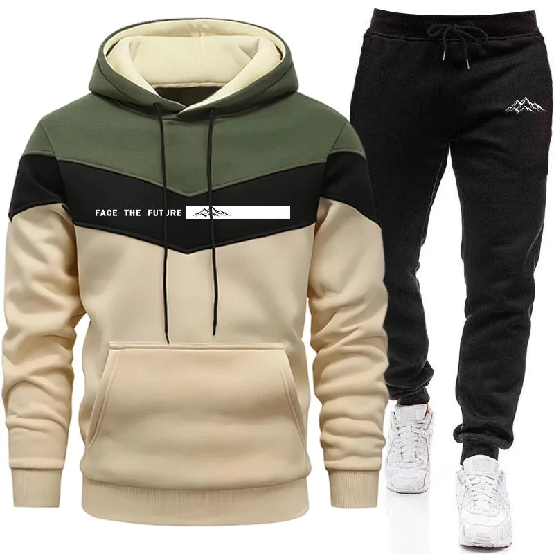 Nouveaux survêtements homme automne-hiver décontractés, sweat-shirts, pantalons et pantalons à capuche, vêtements de sport chauds pour l'extérieur et le jogging.