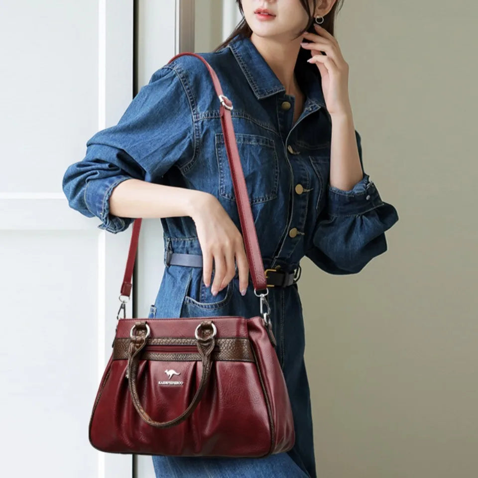 Three Layers Luxury Casual Tote Women Bag High Quality Leather Ladies Hand Bags for Women Big Shoulder Crossbody Bags Sac A Main