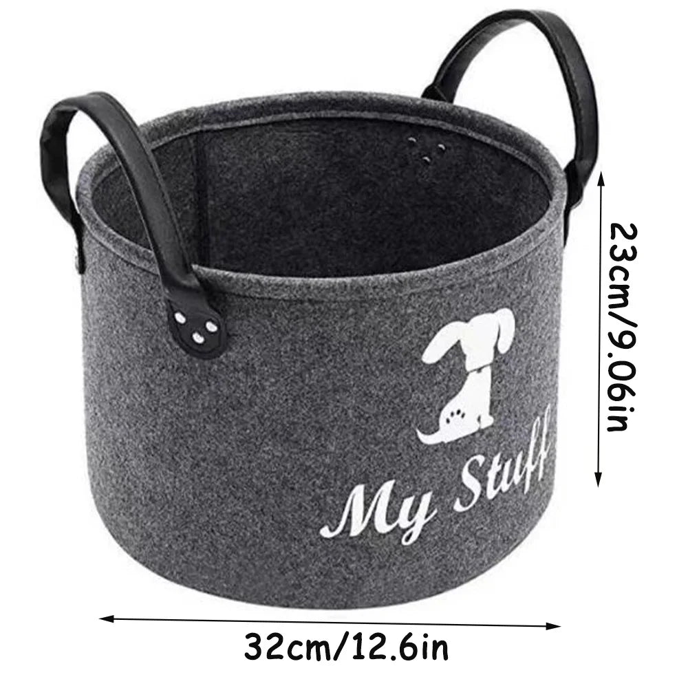 Coffre à jouets en feutre pour animaux de compagnie, panier de rangement pour jouets, couvertures, ceintures et nourriture.