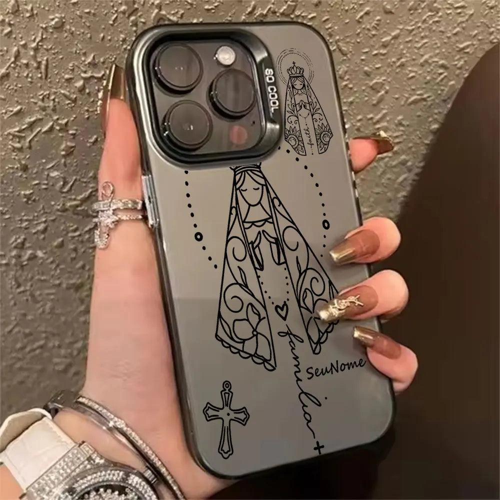Minimalist Lines Catholic Phone Case For iPhone 17 16 15 14 13 12 11 Pro Xs Max Mini 8 7 Plus XR Air 17e 16e X Acrylic Cover