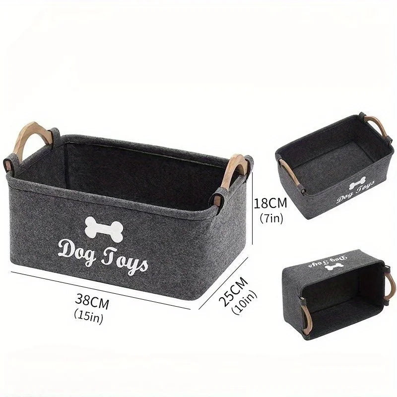 Panier à jouets pour chien PET ARTIST marron (1 pièce), boîte de rangement pliable avec poignées confortables, grand format.