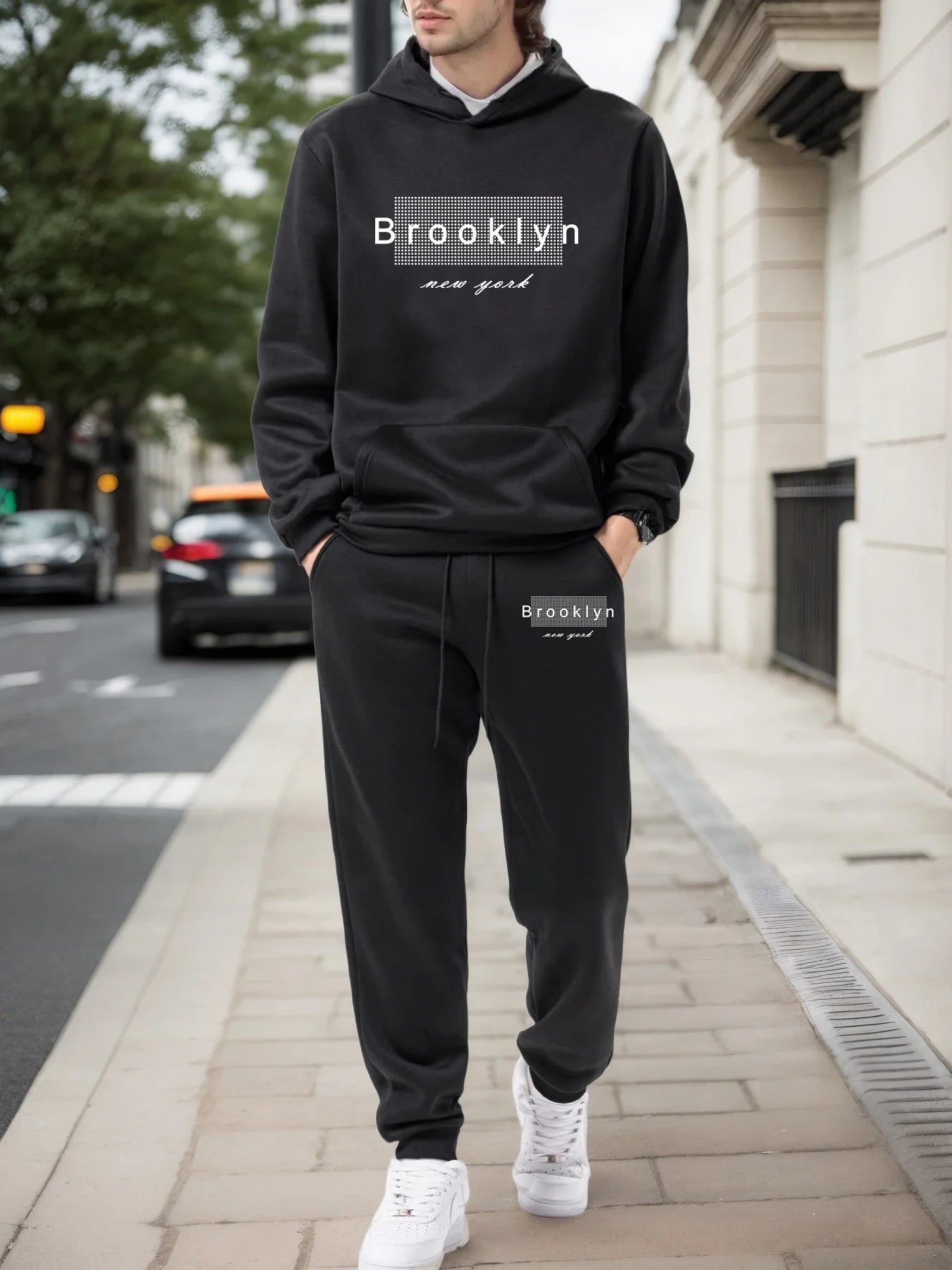 Survêtement homme décontracté, sweat-shirt, pantalon de jogging, tenue de sport en extérieur, salle de gym, jogging, vêtements homme tendance, sweat-shirt et pantalon à capuche.