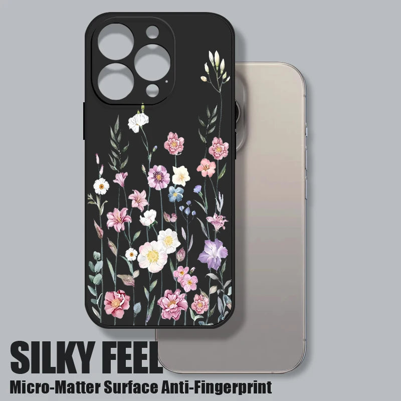Beautiful Flowers Silicone Phone Case For iPhone 17e 16e 17 16 15 Pro Max 14 13 12 Pro Max 11 Shockproof Soft TPU Painted Cover