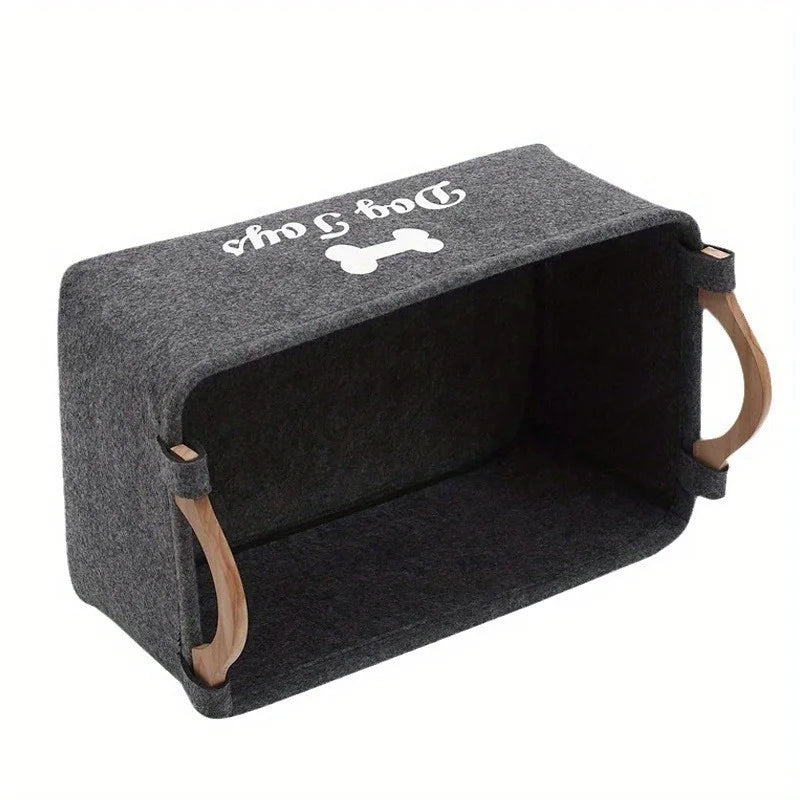 Panier à jouets pour chien PET ARTIST marron (1 pièce), boîte de rangement pliable avec poignées confortables, grand format.
