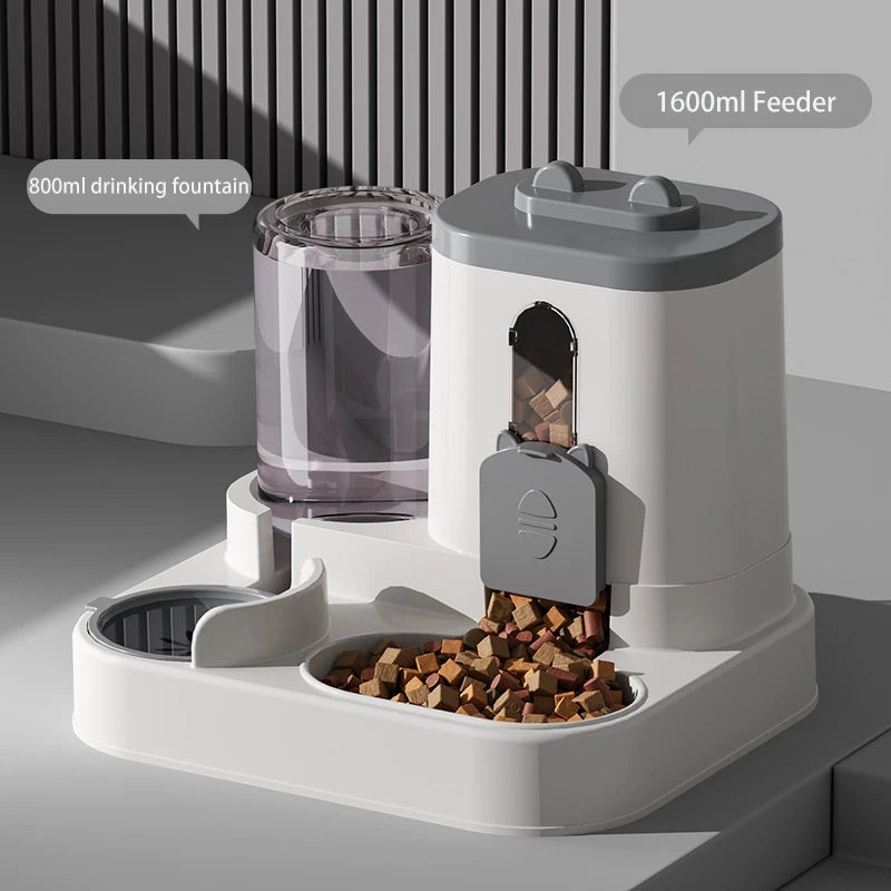 Gamelle Distributeur 2-en-1 Chat et Chien – Grande Capacité, Eau et Nourriture Automatique