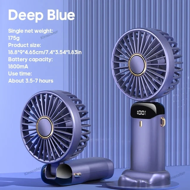 Nuevo Ventilador Turbo Portátil 2026, Personal Desktop Fan, Mini Fan with Digital Smart Screen and Foldable Design