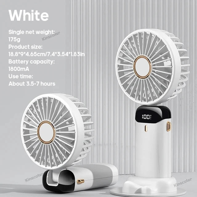 Nuevo Ventilador Turbo Portátil 2026, Personal Desktop Fan, Mini Fan with Digital Smart Screen and Foldable Design
