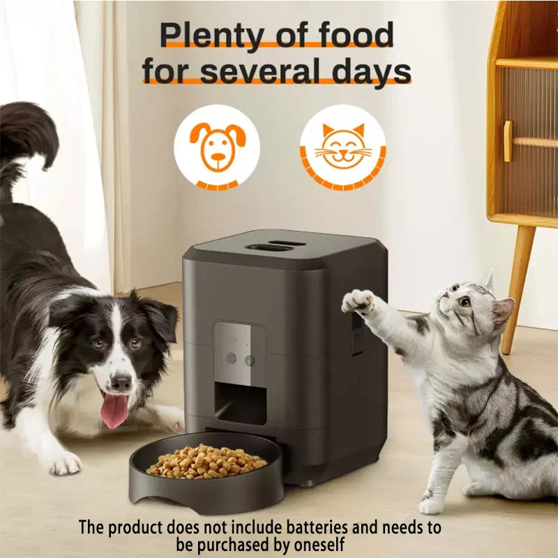 2L Automatic Feed Dispenser For Pets Intelligent Feed Dispersion For Cats And Dogs Regular Quantitative Feeding With Recording