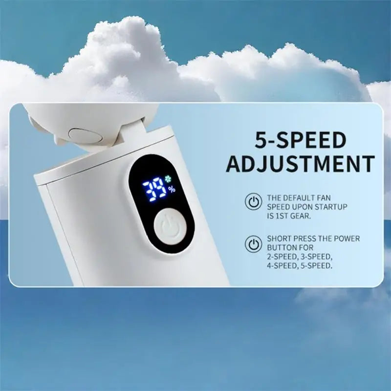 Lenovo 100 Gears Portable Handheld Fan Ventilador USB Rechargeable Foldable Fan High Speed Turbine Ice Cooling Digital Display