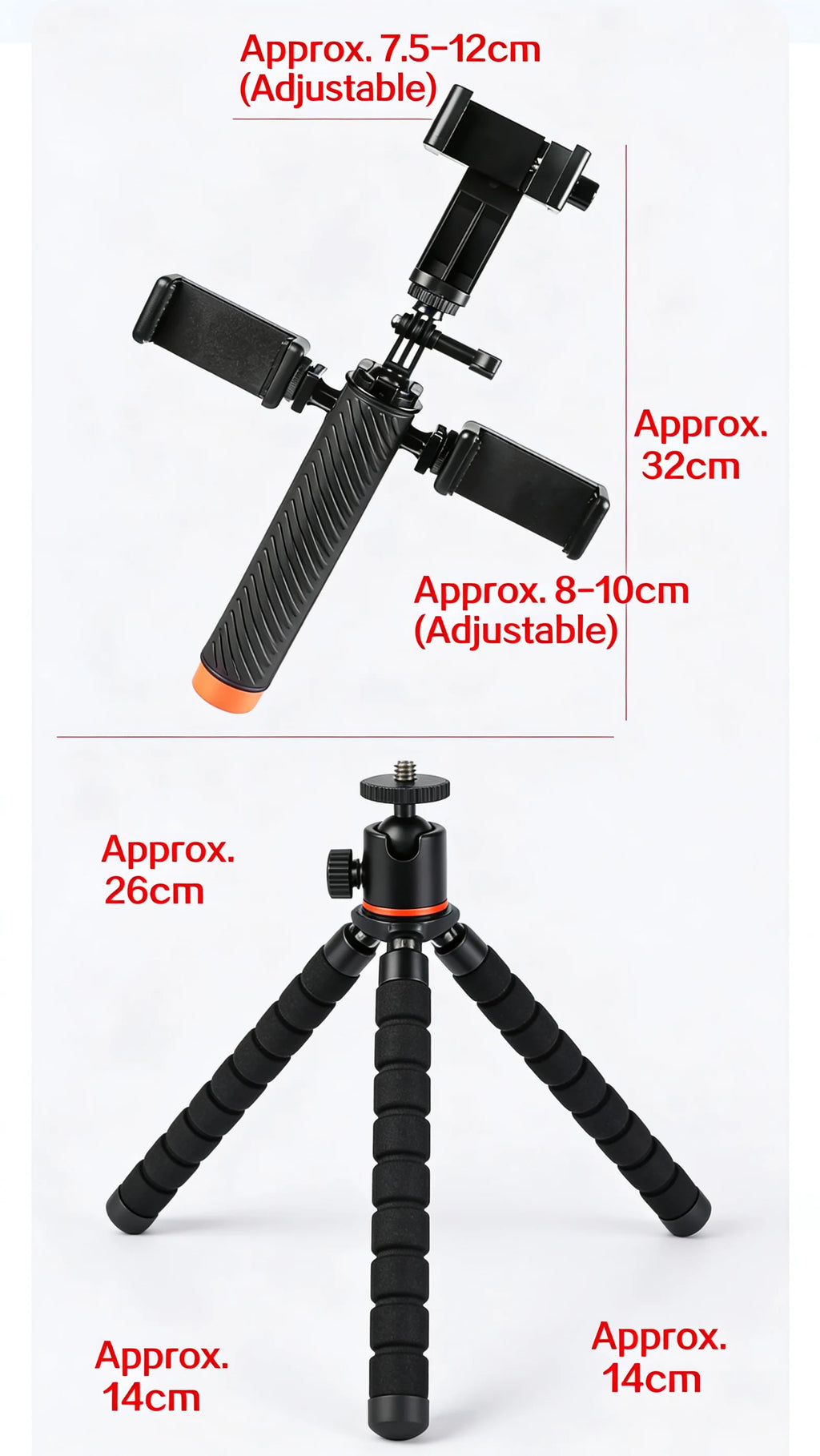 3-in-1 Multi-Phone Live Streaming Stand for TikTok  YouTube - Handheld Tripod with 3 Adjustable Holders  Portable for Vlog, E-co