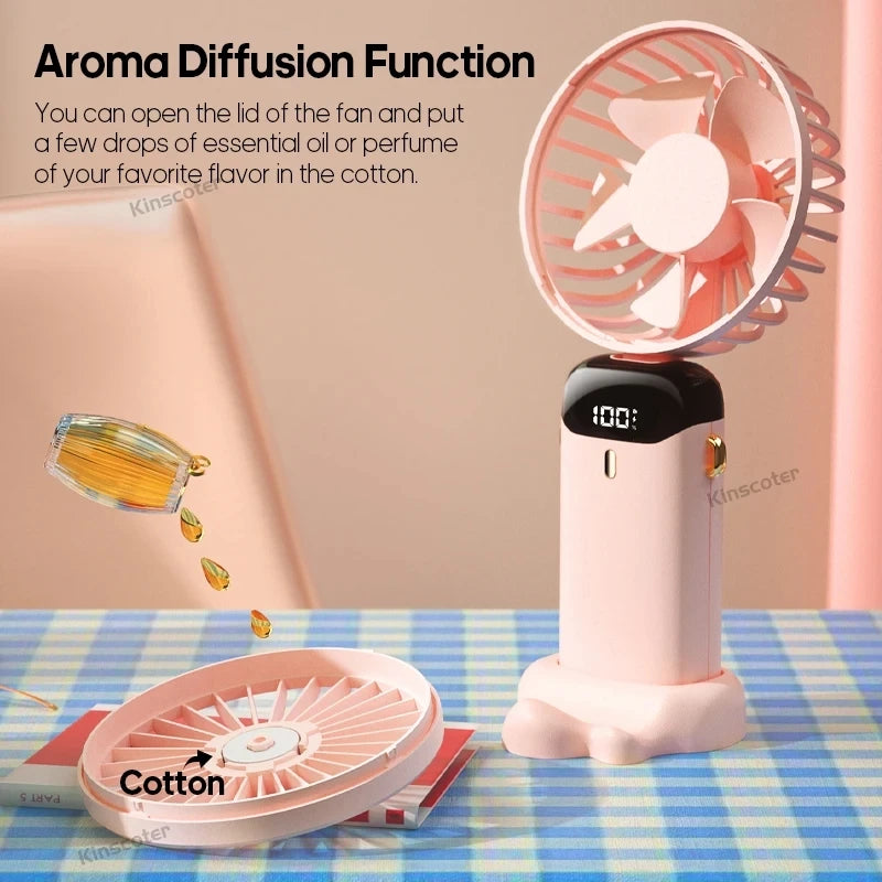 Nuevo Ventilador Turbo Portátil 2026, Personal Desktop Fan, Mini Fan with Digital Smart Screen and Foldable Design