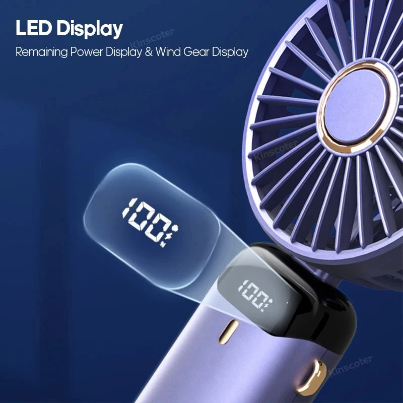 Nuevo Ventilador Turbo Portátil 2026, Personal Desktop Fan, Mini Fan with Digital Smart Screen and Foldable Design