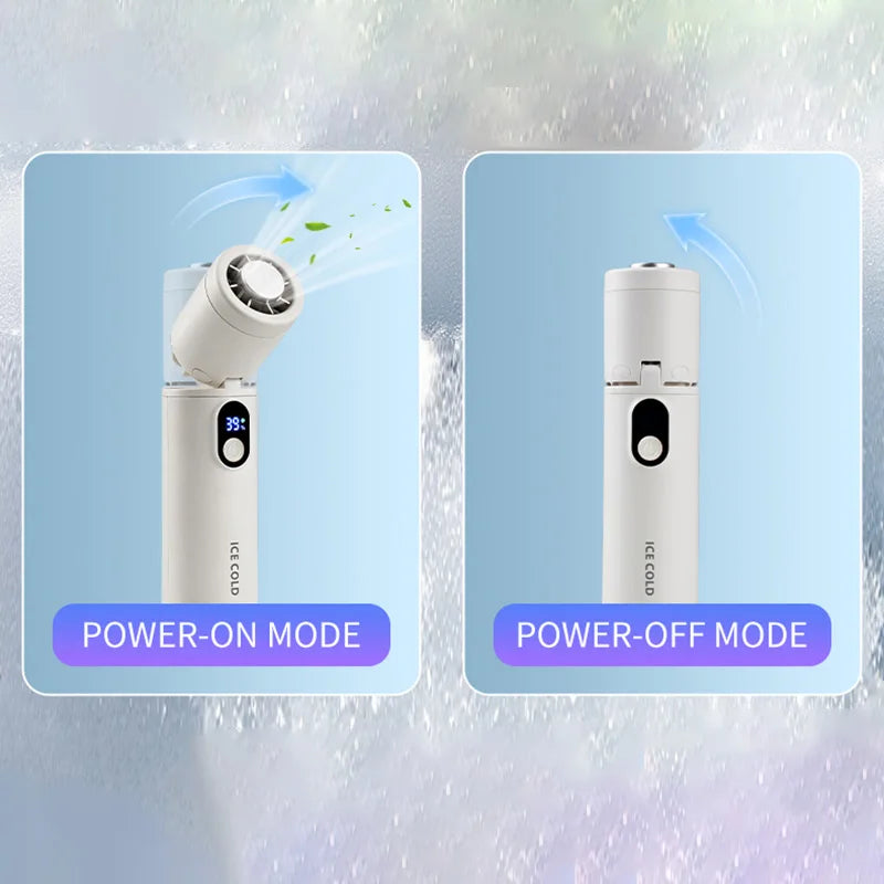 Lenovo 100 Gears Portable Handheld Fan Ventilador USB Rechargeable Foldable Fan High Speed Turbine Ice Cooling Digital Display
