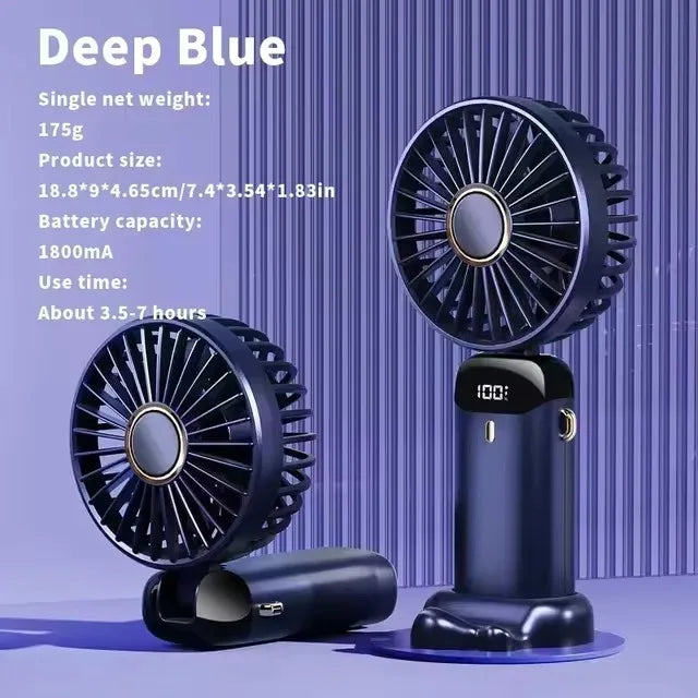 Nuevo Ventilador Turbo Portátil 2026, Personal Desktop Fan, Mini Fan with Digital Smart Screen and Foldable Design