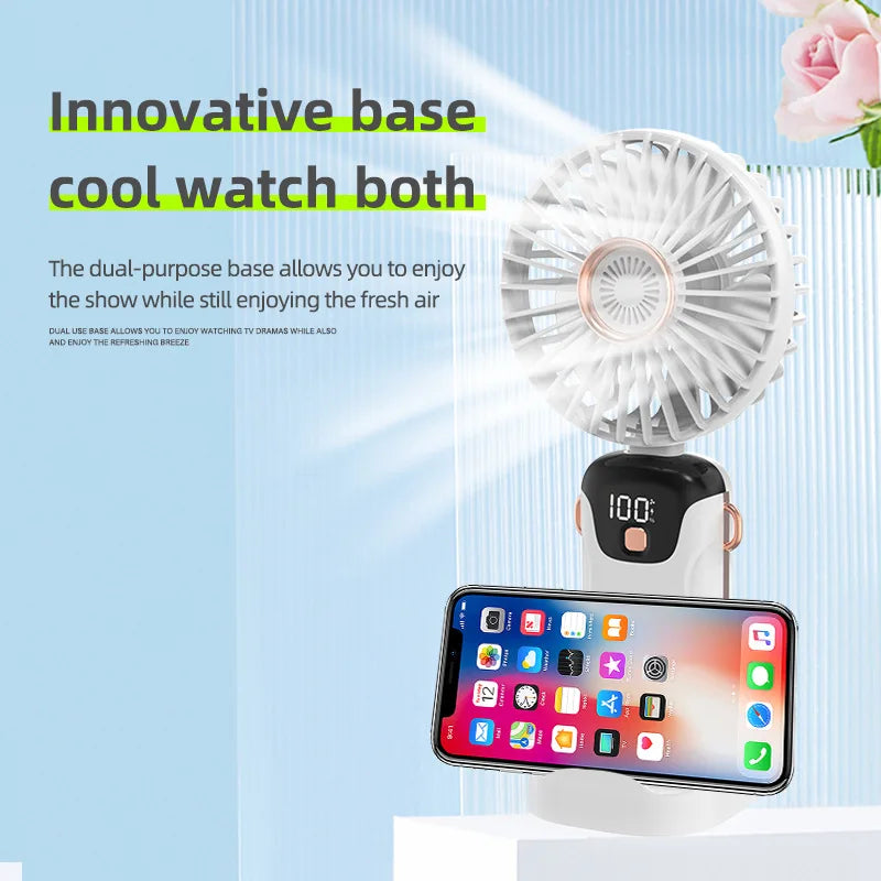 Nuevo Ventilador Turbo Portátil 2026, Personal Desktop Fan, Mini Fan with Digital Smart Screen and Foldable Design