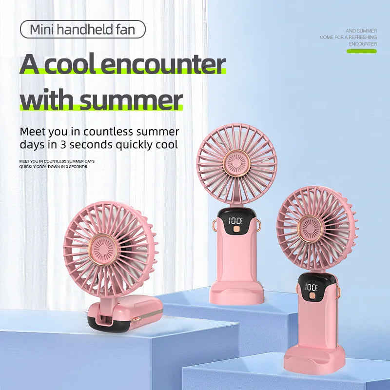 Nuevo Ventilador Turbo Portátil 2026, Personal Desktop Fan, Mini Fan with Digital Smart Screen and Foldable Design