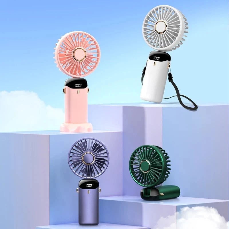 Nuevo Ventilador Turbo Portátil 2026, Personal Desktop Fan, Mini Fan with Digital Smart Screen and Foldable Design