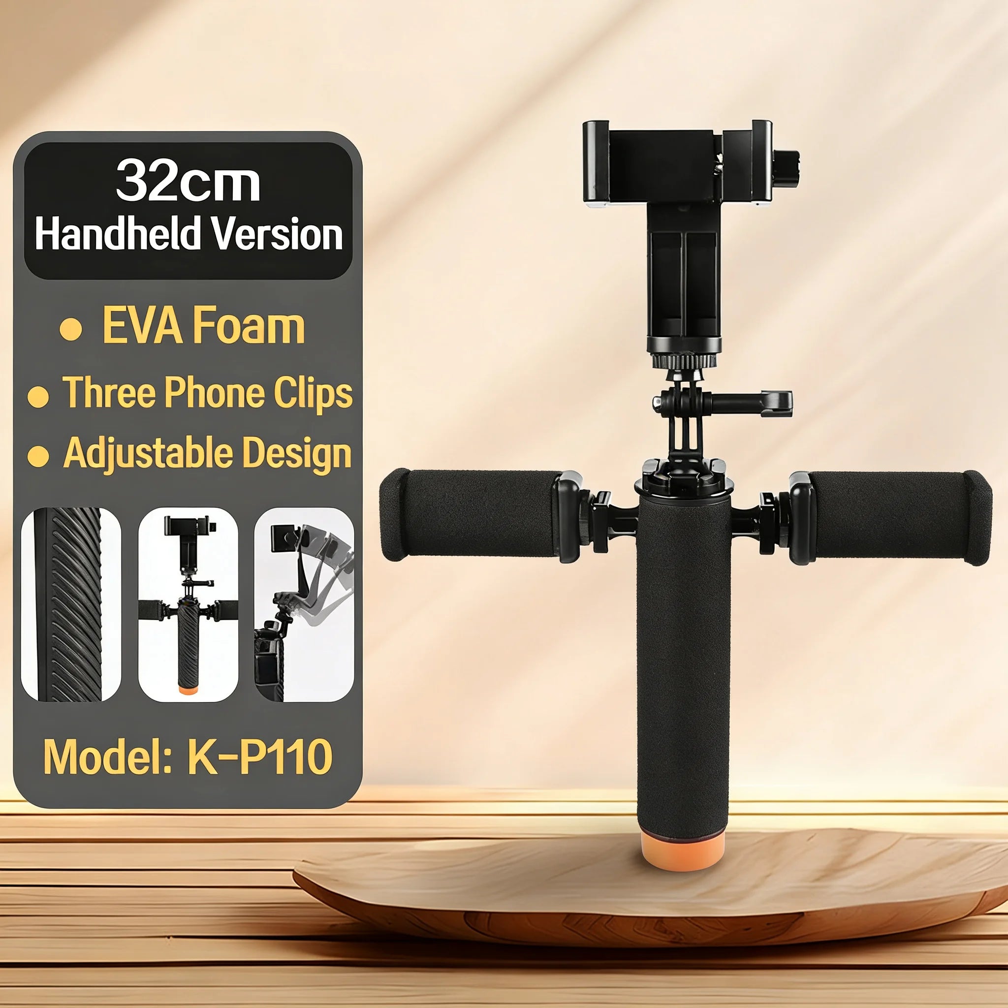 3-in-1 Multi-Phone Live Streaming Stand for TikTok  YouTube - Handheld Tripod with 3 Adjustable Holders  Portable for Vlog, E-co