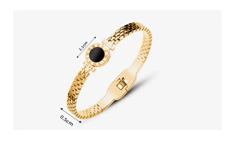 Woman Bijoux Gold Plated Surgical Steel Back To Rome Love Letter Bracelet Roman Numeral Bangle bangles  쥬얼리 팔찌