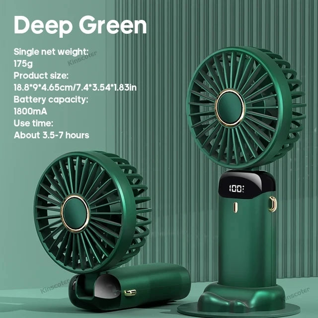 Nuevo Ventilador Turbo Portátil 2026, Personal Desktop Fan, Mini Fan with Digital Smart Screen and Foldable Design