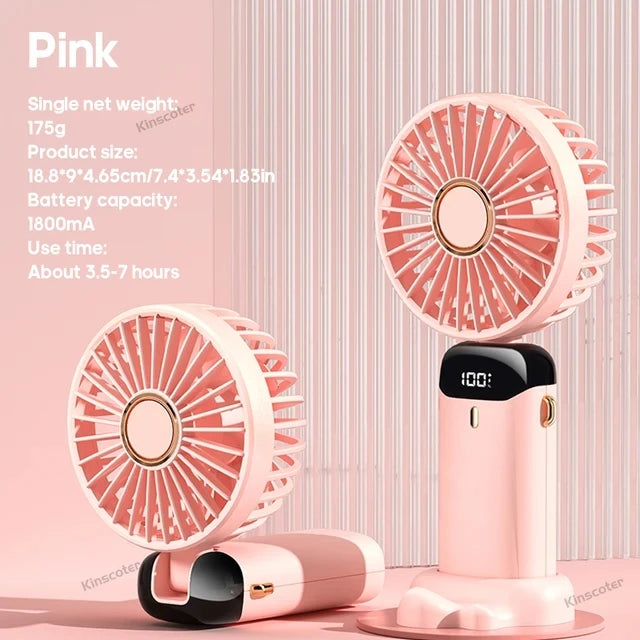 Nuevo Ventilador Turbo Portátil 2026, Personal Desktop Fan, Mini Fan with Digital Smart Screen and Foldable Design