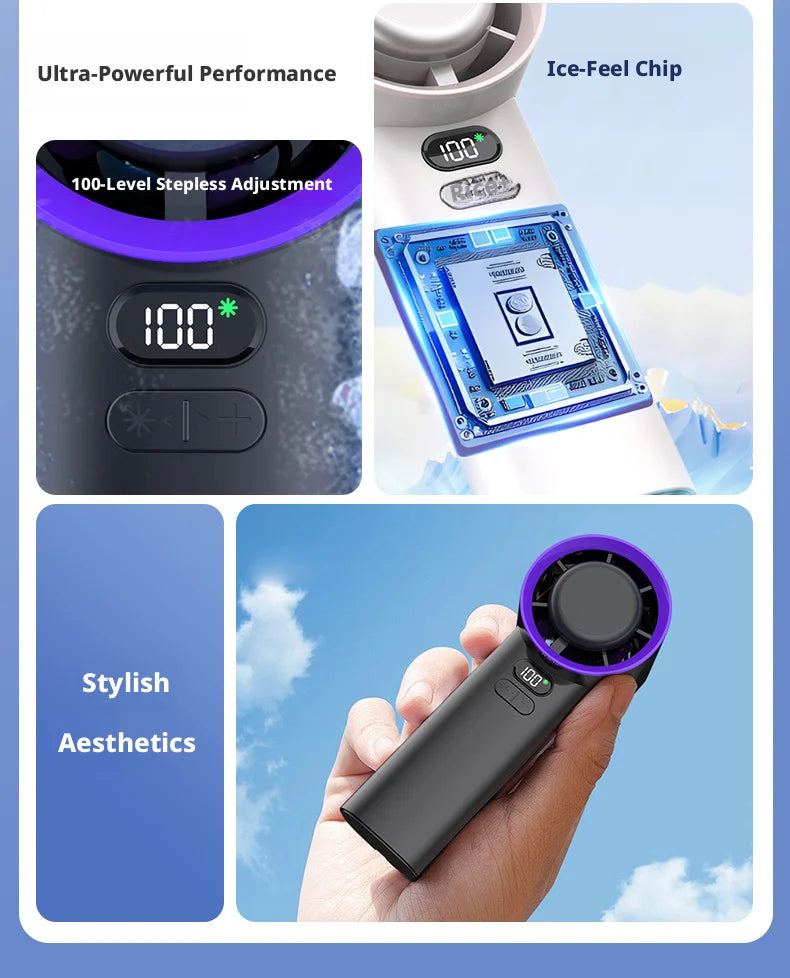 Portable mini fan, handheld fan, USB-rechargeable, suitable for men and women, for indoor and outdoor use, and travel