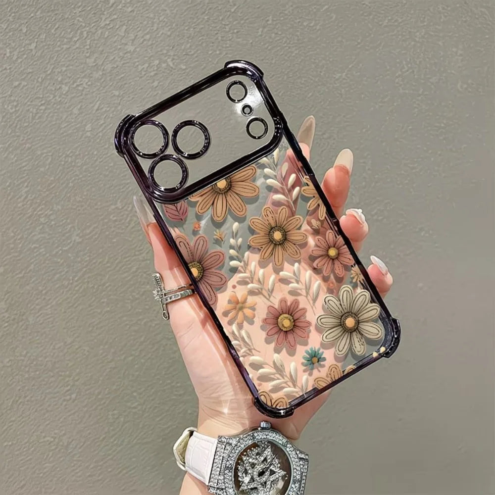 Beautiful floral pattern Anti-Slip Phone Case For iPhone 17 16 15 14 13 12 11 Pro Max Plus Air 17e 16e Reinforced Corners Cover