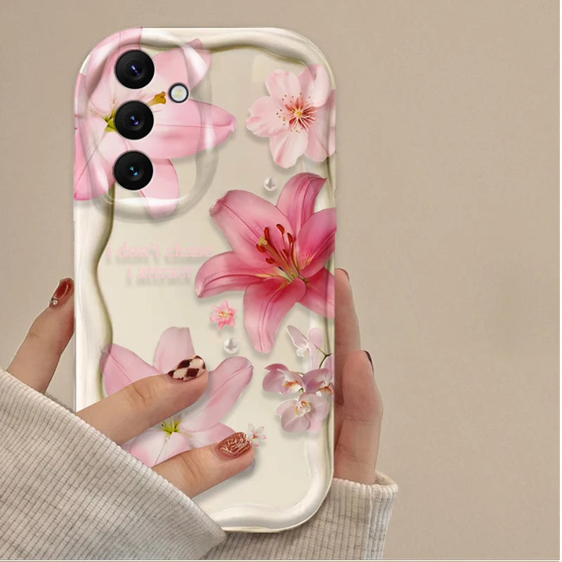 Coque Motif Lys Rose pour Samsung Galaxy A16 A06 A55 A35 A25 A15 A05 A05S A54 A34 A24 A14 A73 A53 A33 A23 A52
