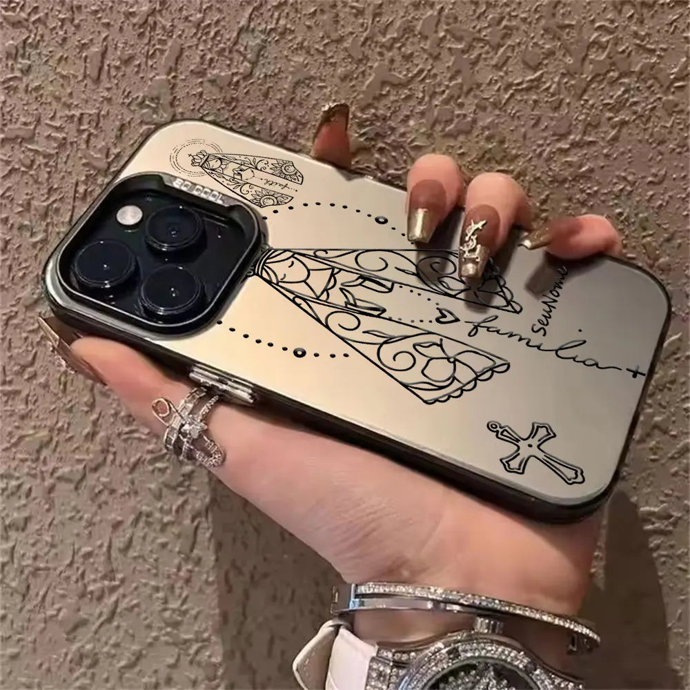 Minimalist Lines Catholic Phone Case For iPhone 17 16 15 14 13 12 11 Pro Xs Max Mini 8 7 Plus XR Air 17e 16e X Acrylic Cover
