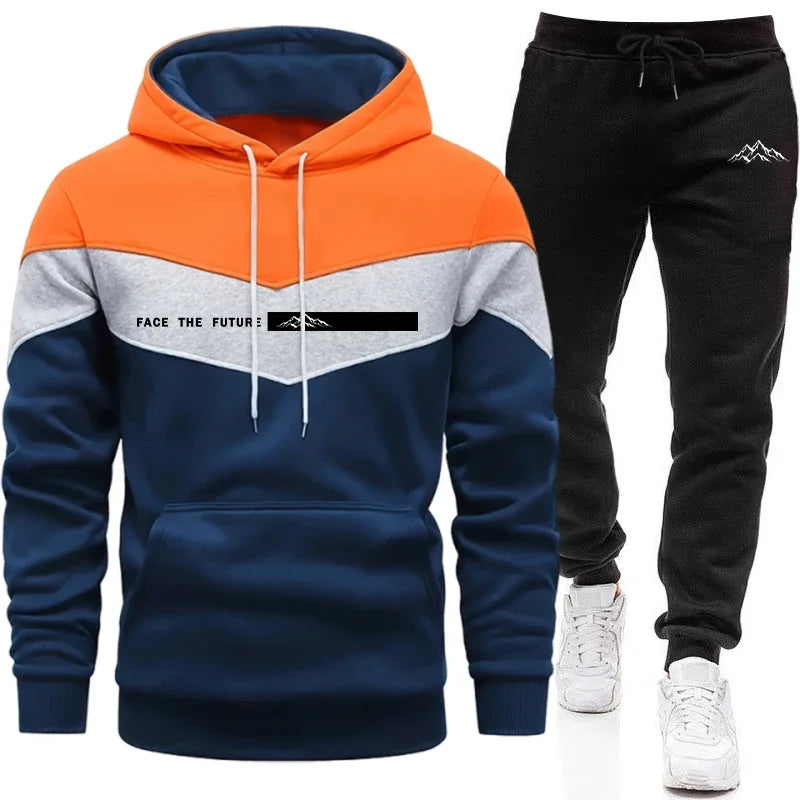 Nouveaux survêtements homme automne-hiver décontractés, sweat-shirts, pantalons et pantalons à capuche, vêtements de sport chauds pour l'extérieur et le jogging.