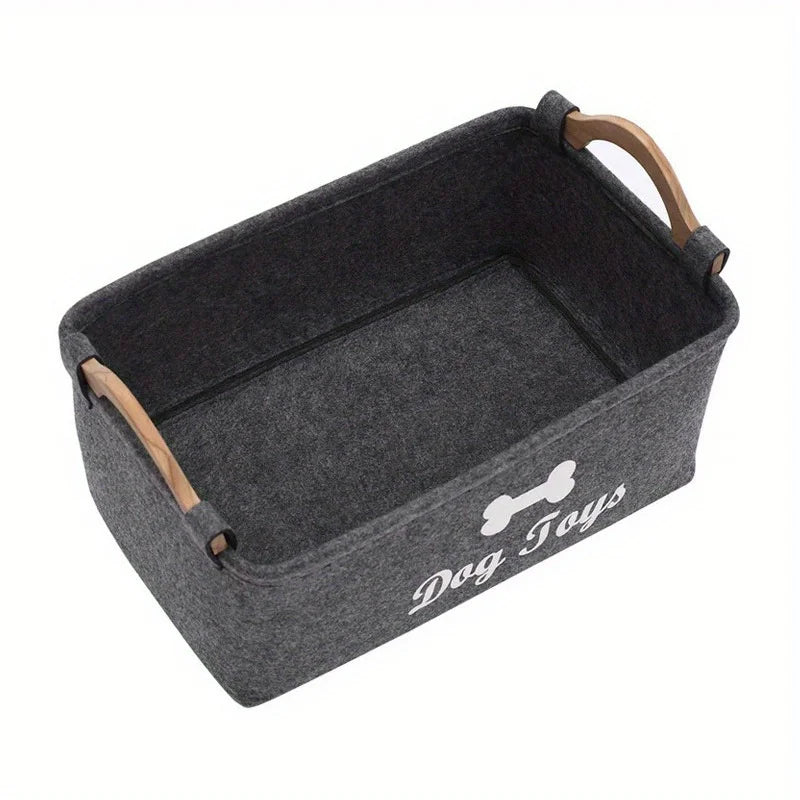 Panier à jouets pour chien PET ARTIST marron (1 pièce), boîte de rangement pliable avec poignées confortables, grand format.