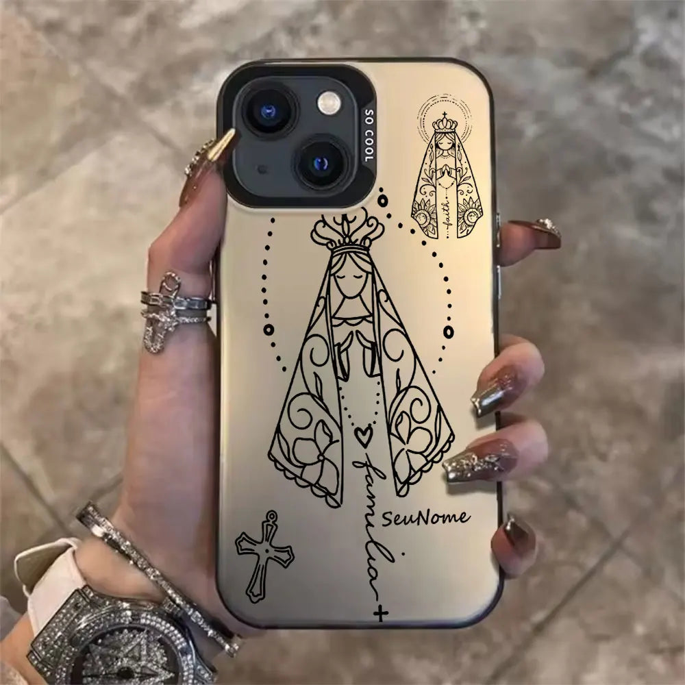 Minimalist Lines Catholic Phone Case For iPhone 17 16 15 14 13 12 11 Pro Xs Max Mini 8 7 Plus XR Air 17e 16e X Acrylic Cover