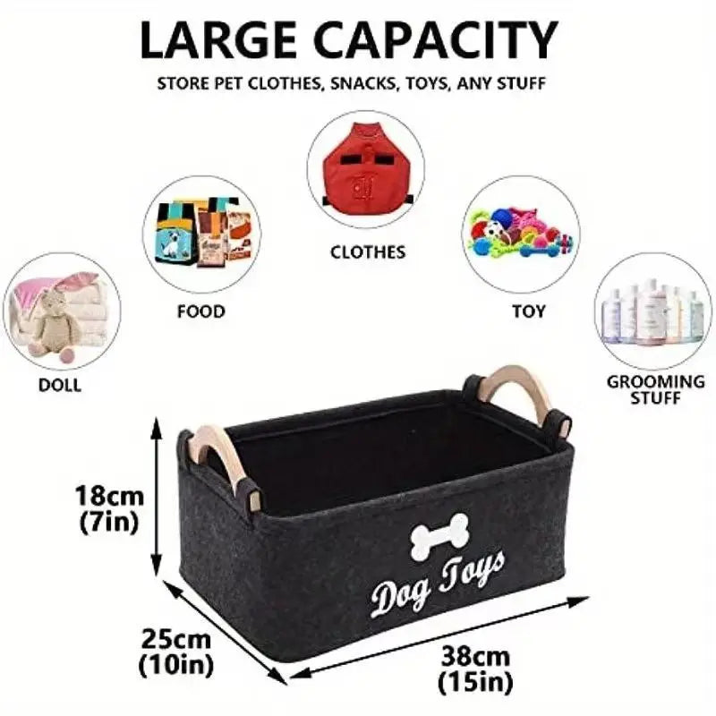 Panier à jouets pour chien PET ARTIST marron (1 pièce), boîte de rangement pliable avec poignées confortables, grand format.