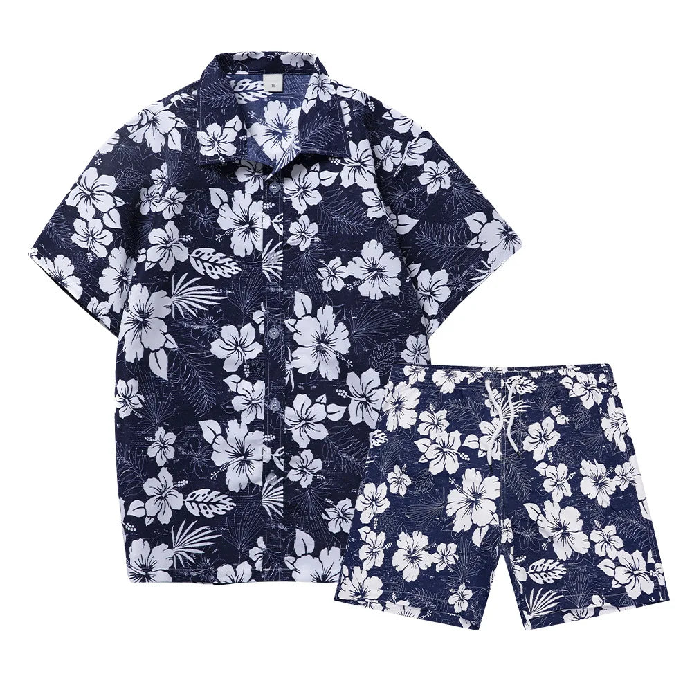 Ensembles homme chemise imprimée 3D cocotier hawaïen, chemise à manches courtes tendance, short de plage oversize, vêtements streetwear